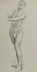 Douglas Robert Dundas, Male Study, c.1940s, Ink & Wash