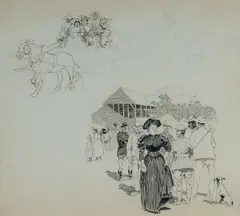 George Washington Lambert, At the Polo Match, c.1890, Ink & Pencil
