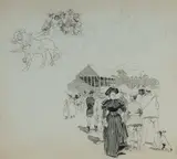 George Washington Lambert, At the Polo Match, c.1890, Ink & Pencil