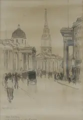 Charles Wheeler, National Gallery and St. Martins in the Fields, London, Pencil