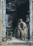 Thomas Friedensen, Madonna, Pen & Ink with White Highlights