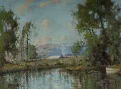 Andrew Park, River Campsite, Oil on Canvas on Board