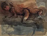 Donald Friend, Reclining Nude, Bali, Ink & W/Clr