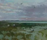 Max Sherlock, Late Light - Ibis, Oil on Board