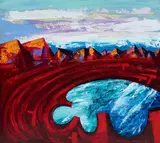 Constantine Popov, Emerald Lagoon, 2022, Acrylic on Board