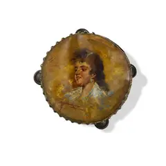 Antonio Dattilo Rubbo, Membranophone - Portrait of an Italian Lady, Oil on Tambourine