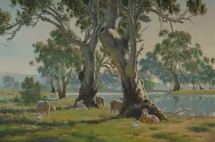 Melvin Duffy, Billabong Lambs, 2008, Oil on Canvas Board