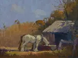 Dixon Copes, Old Friends, Oil on Board