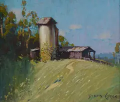 Dixon Copes, Silo Near Nowra, South Coast, Oil on Panel