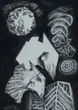 Eileen Slarke, Dante in Australia with Banksia, 1992, Pen & Ink