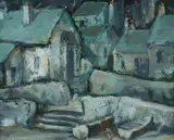 Marjory Penglase, Fishermans' Cottages - Coverack, Cornwall [UK], Oil on Canvas Board