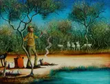 Max Mannix, And He Sang As He Watched, Oil on Canvas on Board