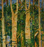 David van Nunen, Water Glimpse Through Trees, 1986, Oil on Linen (unstretched)