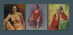 (3) by Allan Waite, Oil on Canvas Board (2) Oil on Board (1), sold Oct 2024
