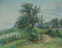 Ljudevit Sestic, Landscape with Tree, Oil on Canvas