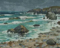 George Telfer Bear, Coastal Scene, Oil on Board