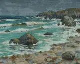 George Telfer Bear, Coastal Scene, Oil on Board