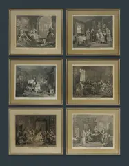 (6) by William Hogarth, Complete set of 6 copperplate engravings, possibly Heath edition, 1822, offered Oct 2024