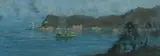 Dixon Copes, Bradleys Head Light and Ferry, from Mosman, Oil on Ply