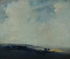 Arthur Streeton, The Indigo Hill, c.1905, Oil on Canvas Board