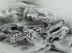 James Gleeson, Drawing for 'Soiree Apocalyptica, 1984, Charcoal