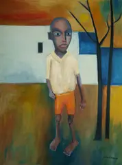 Exiled Child by Robert Dickerson, 1992, Oil on Board, sold Aug 2024