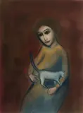 Robert Dickerson, Pregnant Woman with Cat, Pastel