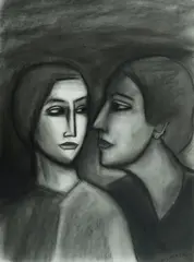 The Secret by Robert Dickerson, Charcoal, sold Aug 2024