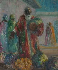 John Banks, Eastern Market, Oil on Board