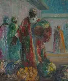 John Banks, Eastern Market, Oil on Board