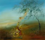 David Boyd, Finding a Hoop of Gold, Oil on Board