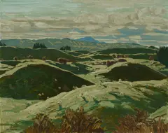 Max Ragless, Hills of Rotorua, Oil on Board