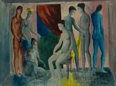 Justin O'Brien, In the Bath House, 1947, W/Clr & Ink