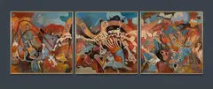 Reinis Zusters, Outback Bones [Triptych], Canvases are numbered '1', '2', '3' verso