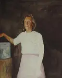 Bryan Westwood, Lady in Floral Shirt with Watering Can