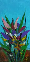 Wild Flowers by Pro Hart, Oil on Board, sold Aug 2024