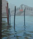 Graeme Inson, The Rialto Bridge, Venice, 1984, Oil on Canvas on Board