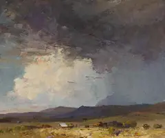 W Rubery Bennett, Storm Clouds, Oil on Canvas Board
