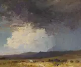 W Rubery Bennett, Storm Clouds, Oil on Canvas Board