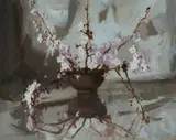 Alan Douglas Baker, Cherry Blossom with Reflection, Oil on Board