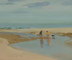 On the Beach (Gerroa, NSW) by Alan Douglas Baker, Oil on Board, sold Aug 2024
