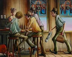 After a Day at the Office by Max Mannix, Oil on Canvas Board, sold Aug 2024