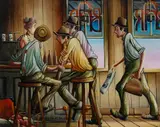 Max Mannix, After a Day at the Office, Oil on Canvas Board