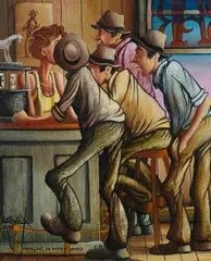 Hanging on Every Word by Max Mannix, Oil on Canvas Board, offered Aug 2024