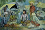 Mohamed Zain Idris, Fruit Sellers, Oil on Canvas