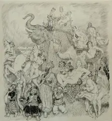 Norman Lindsay, Merchandise, c.1945, Pen & Ink