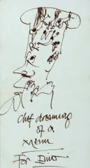 Chef Dreaming of a Menu by John Olsen, Pen & Ink, sold Jul 2024