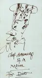 John Olsen, Chef Dreaming of a Menu, Pen & Ink
