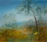 David Boyd, A Naked Saint Admiring the Aura of a Bird, Oil on Board