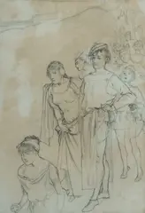 The Procession by Norman Lindsay, c.1900, Pencil, sold Jul 2024